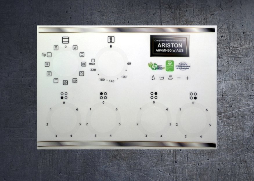 (image for) Ariston A6VMH60 (W)AUS Compatible fascia sticker set. - Click Image to Close