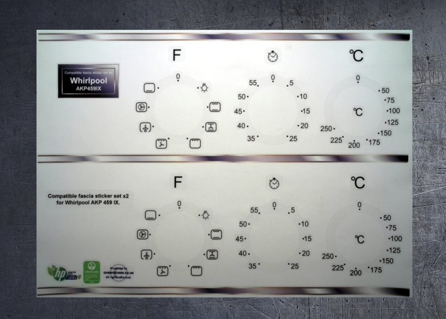 (image for) Whirlpool AKP459 IX Compatible fascia sticker set. - Click Image to Close