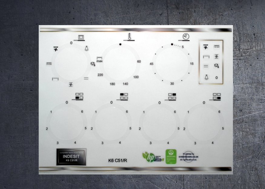 (image for) INDESIT K6C51(W)R compatible fascia sticker set. - Click Image to Close