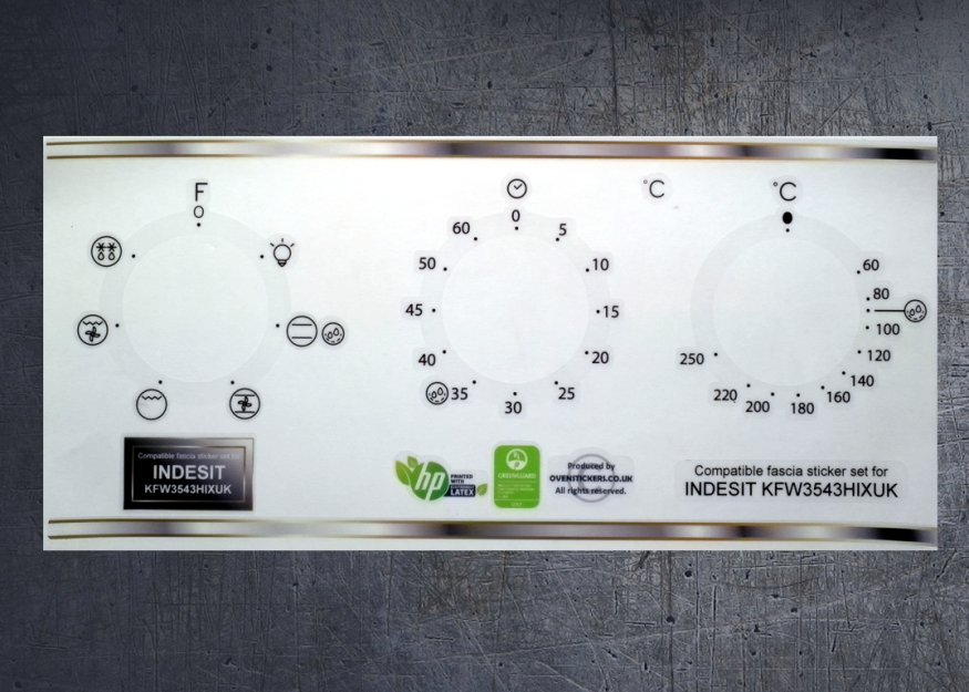 (image for) INDESIT KFW3543HIXUK compatible fascia sticker set. - Click Image to Close