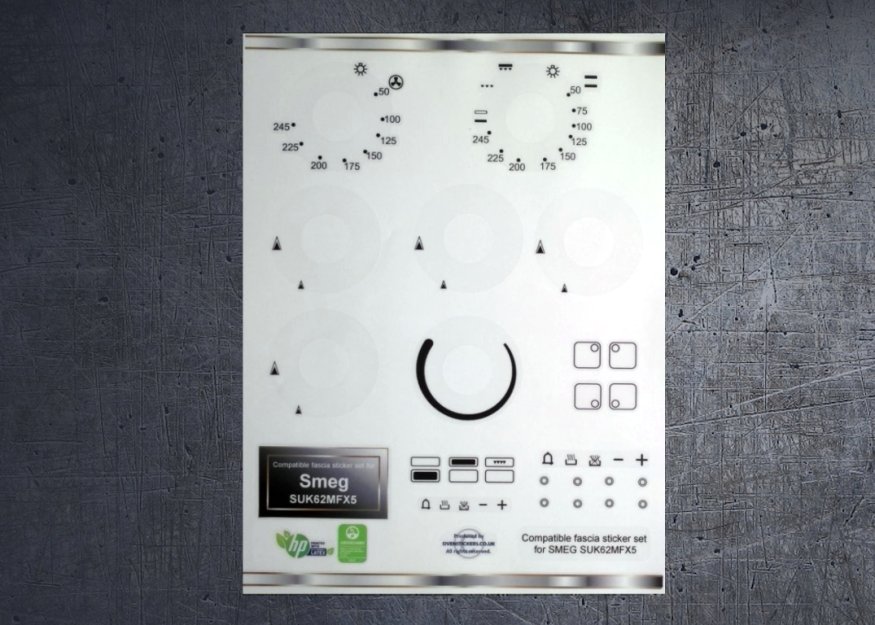 (image for) Smeg SUK62MFX5 compatible panel fascia sticker set. - Click Image to Close