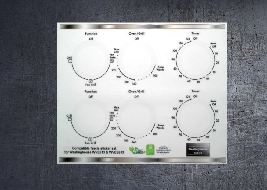 (image for) Westinghouse WVE613 & WVES613 compatible fascia sticker set. - Click Image to Close