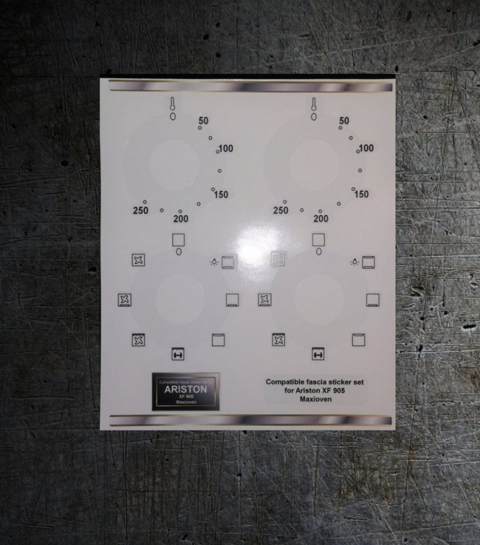 (image for) Ariston XF 905 Multioven compatible fascia sticker set x2 - Click Image to Close