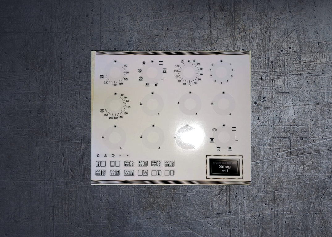 Smeg A4-8 compatible fascia sticker set. (image for) Smeg A4-8 compatible fascia sticker set.