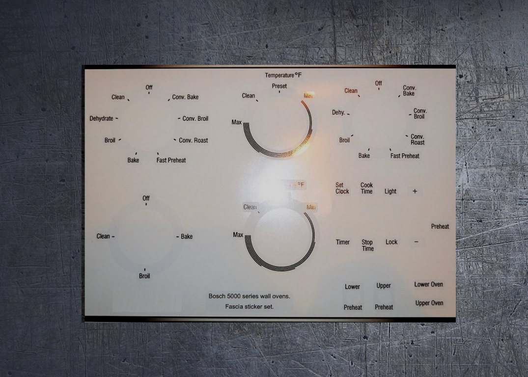 BOSCH 5000 SERIES compatible oven fascia sticker set. (image for) BOSCH 5000 SERIES compatible oven fascia sticker set.
