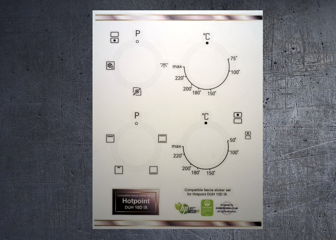 Hotpoint DUH 10D IX Compatible fascia sticker set. (image for) Hotpoint DUH 10D IX Compatible fascia sticker set.