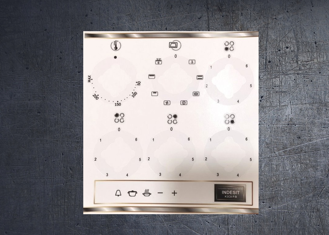 INDESIT K3C8 P.B compatible fascia stickers for worn fronts. (image for) INDESIT K3C8 P.B compatible fascia stickers for worn fronts.