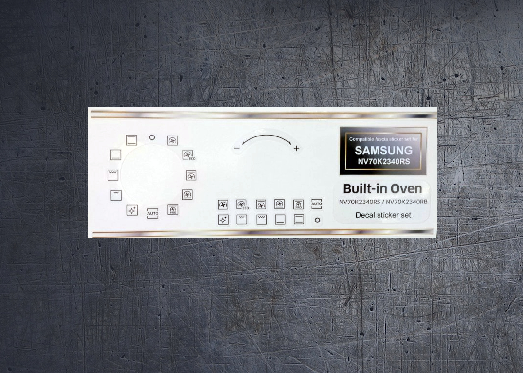 Samsung NV70K2340RS, NV75N5641RS compatible fascia sticker set. (image for) Samsung NV70K2340RS, NV75N5641RS compatible fascia sticker set.