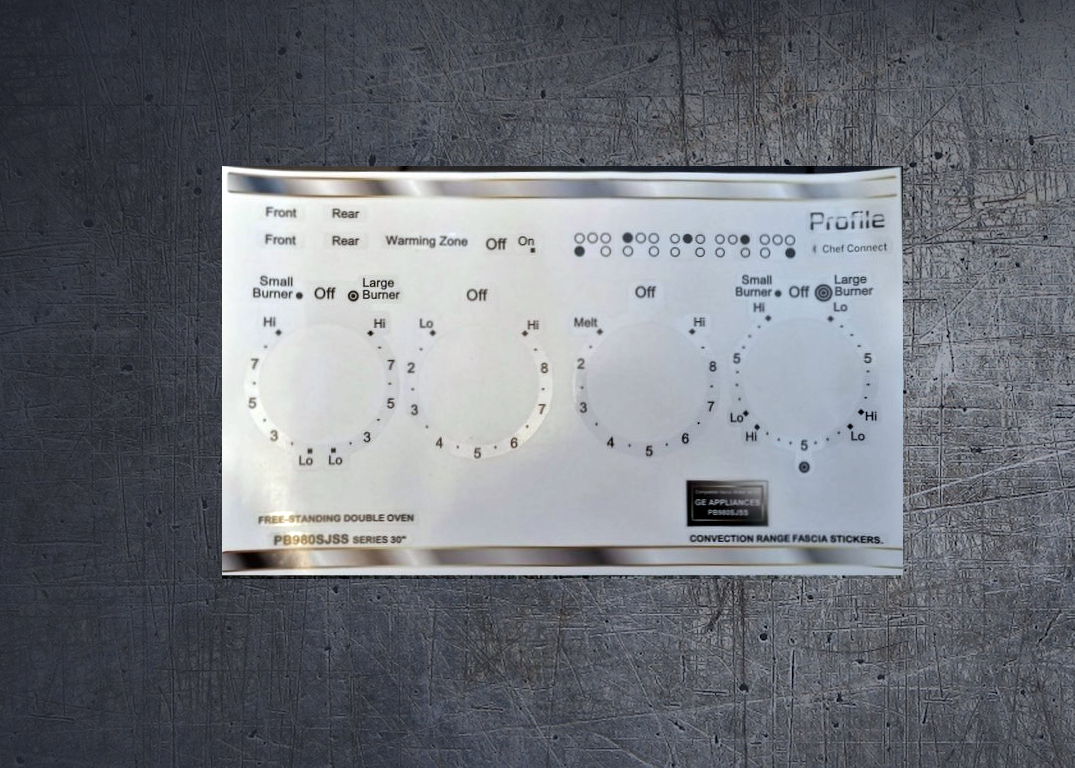 GE APPLIANCES PB980SJSS compatible fascia sticker set. (image for) GE APPLIANCES PB980SJSS compatible fascia sticker set.