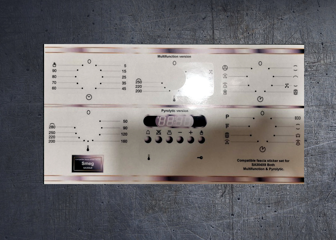 Smeg SA304X8 Compatible fascia sticker set. (image for) Smeg SA304X8 Compatible fascia sticker set.