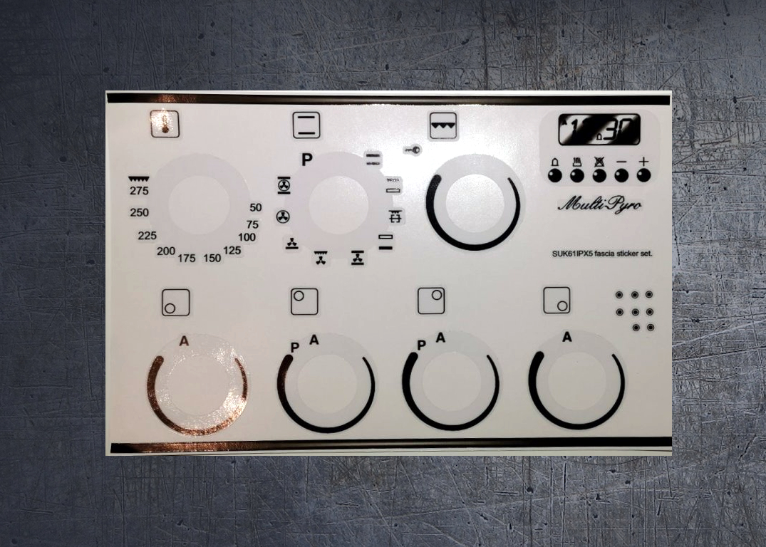 Smeg SUK61IPX5 compatible panel fascia sticker set. (image for) Smeg SUK61IPX5 compatible panel fascia sticker set.