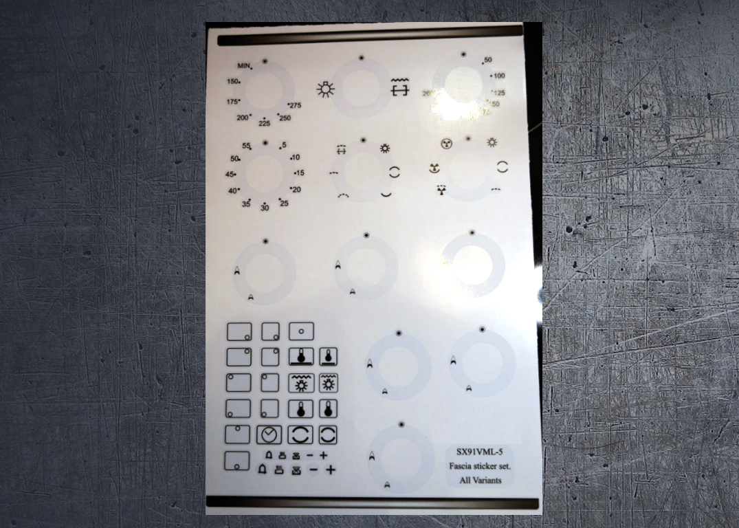 Smeg SX91VML-5 compatible panel fascia sticker set. (image for) Smeg SX91VML-5 compatible panel fascia sticker set.